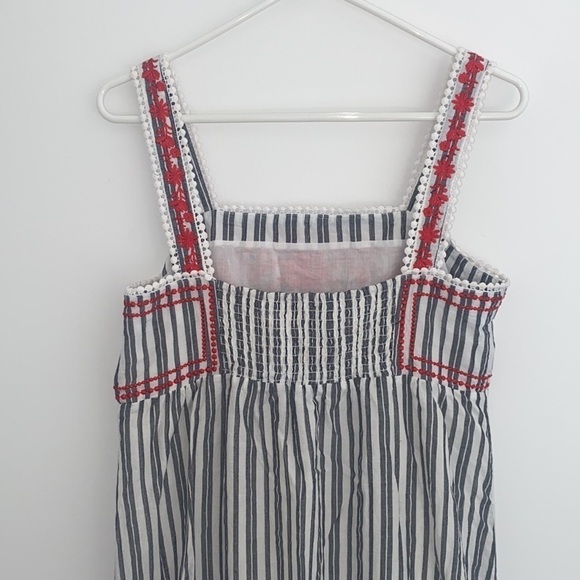 Kate Spade Floral Embroidered Striped Cotton Midi Dress - Picture 11 of 14